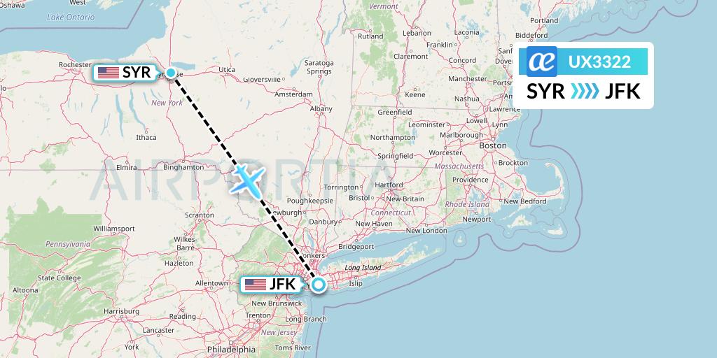 UX3322 Air Europa Flight Map: Syracuse to New York