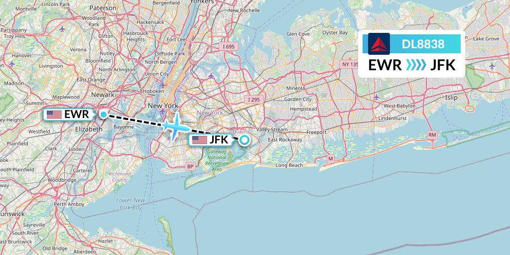 DL8838 Delta Air Lines Flight Map: New York to New York