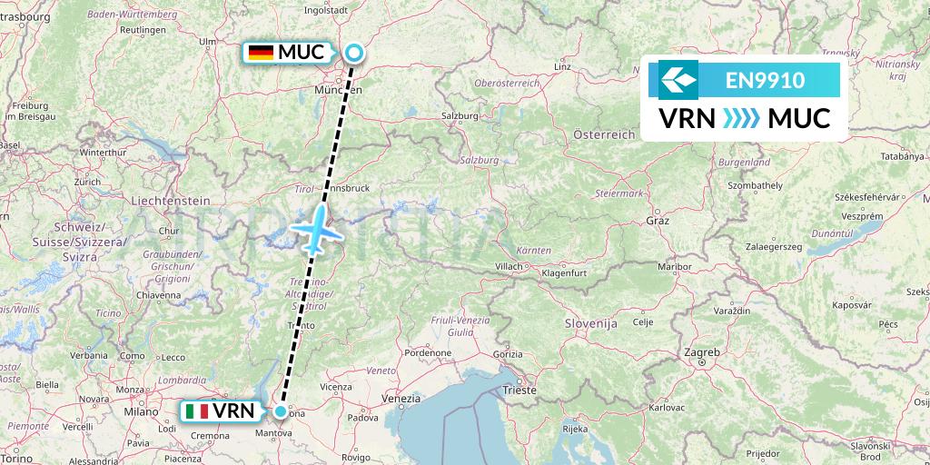 EN9910 Air Dolomiti Flight Map: Verona to Munich