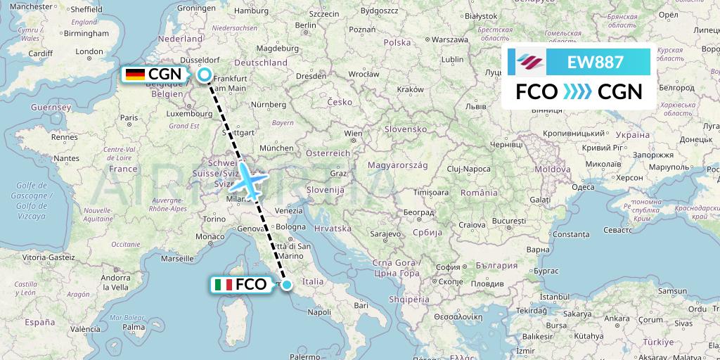 EW887 Eurowings Flight Map: Rome to Cologne