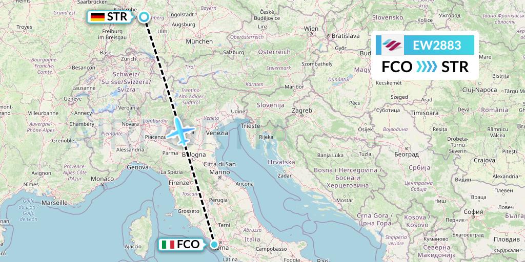 EW2883 Eurowings Flight Map: Rome to Stuttgart