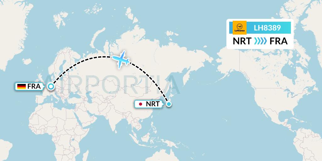 LH8389 Lufthansa Flight Map: Tokyo to Frankfurt