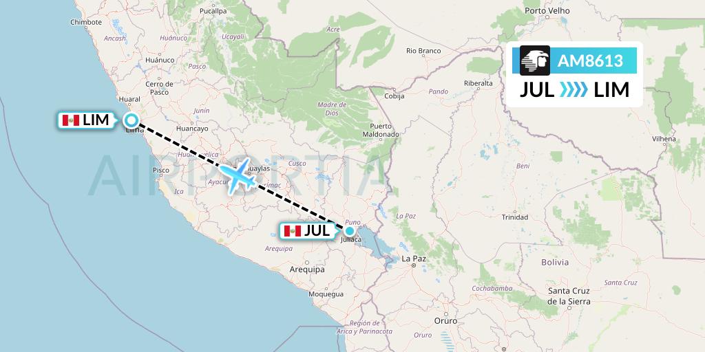 AM8613 Aeromexico Flight Map: Juliaca to Lima