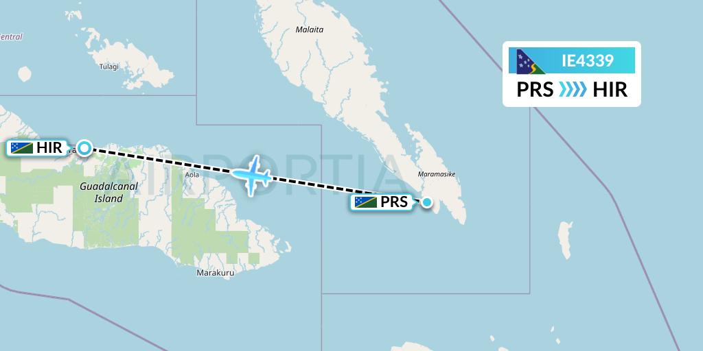 IE4339 Solomon Airlines Flight Map: Parasi to Honiara