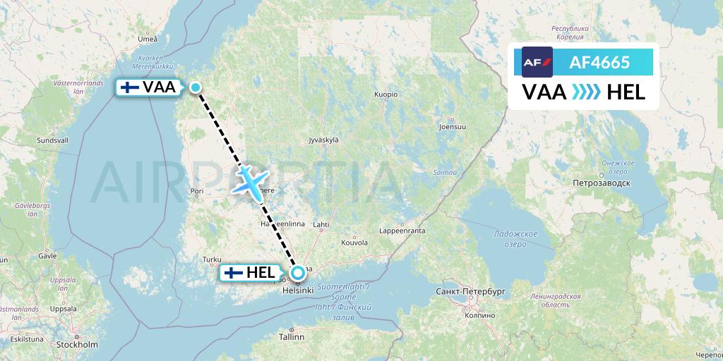 AF4665 Air France Flight Map: Vaasa to Helsinki