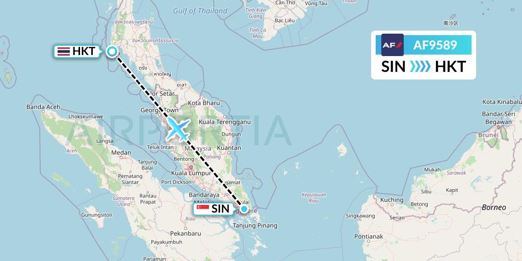 AF9589 Air France Flight Map: Singapore to Phuket