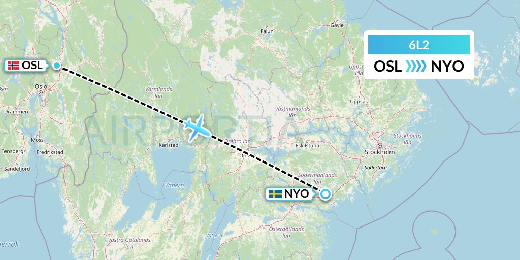 6L2 Aklak Air Flight Map: Oslo to Stockholm