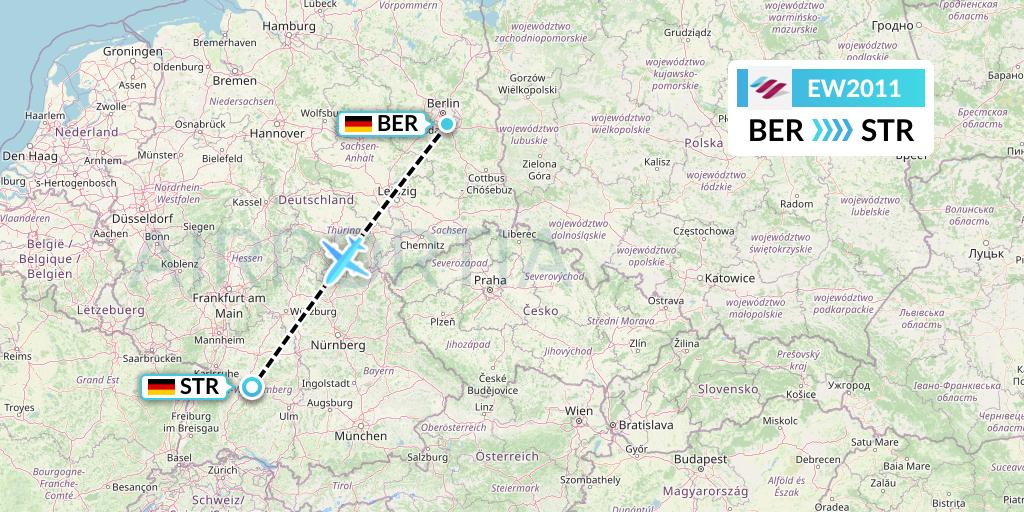 EW2011 Eurowings Flight Map: Berlin to Stuttgart