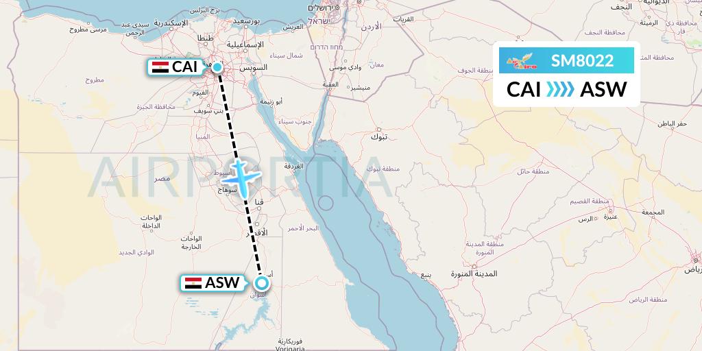 SM8022 Air Cairo Flight Map: Cairo to Aswan