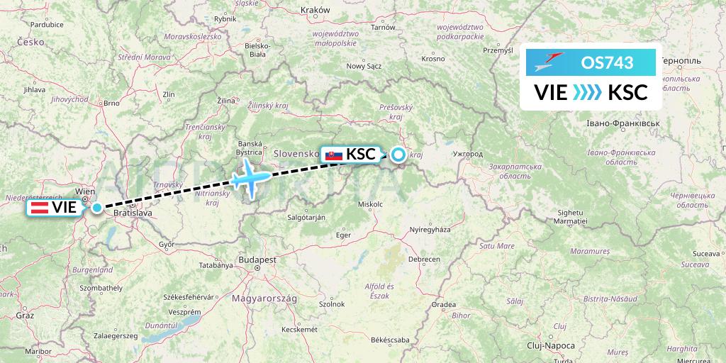 OS743 Austrian Airlines Flight Map: Vienna to Kosice
