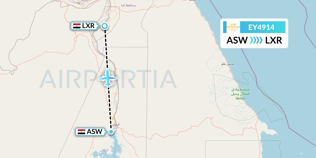 EY4914 Etihad Airways Flight Map: Aswan to Luxor