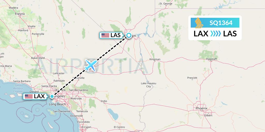 SQ1364 Singapore Airlines Flight Map: Los Angeles to Las Vegas