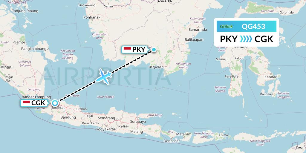 QG453 Citilink Flight Map: Palangkaraya to Jakarta