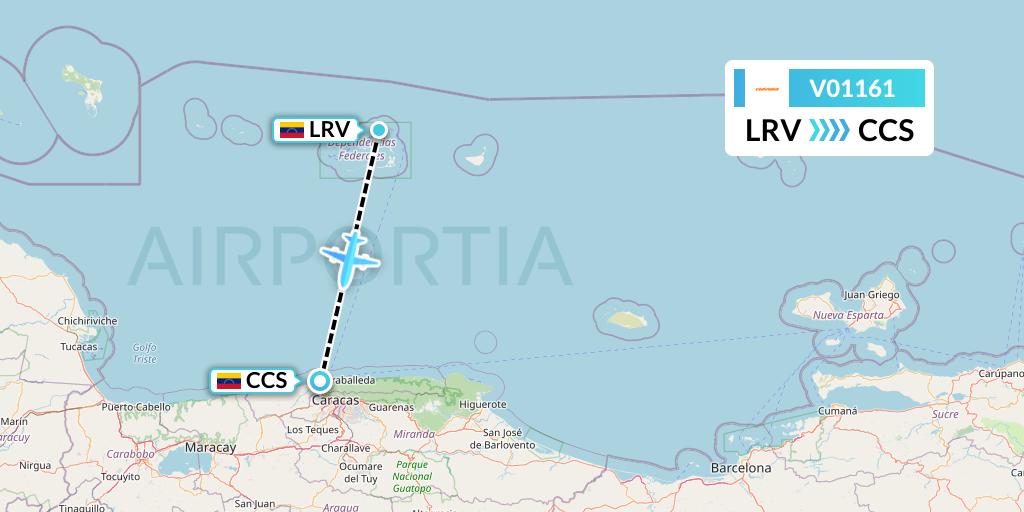 V01161 Conviasa Flight Map: Los Roques to Caracas
