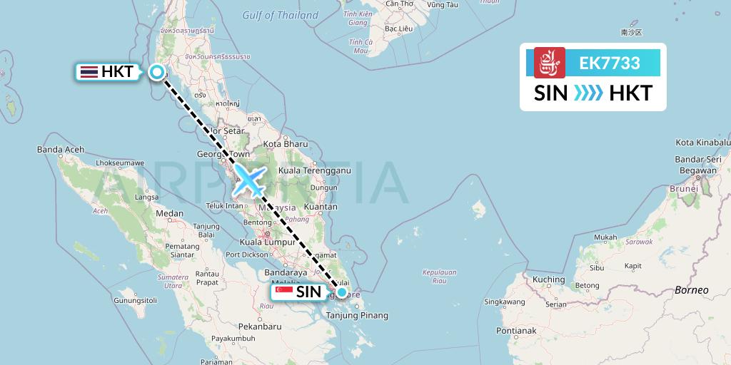 EK7733 Emirates Flight Map: Singapore to Phuket