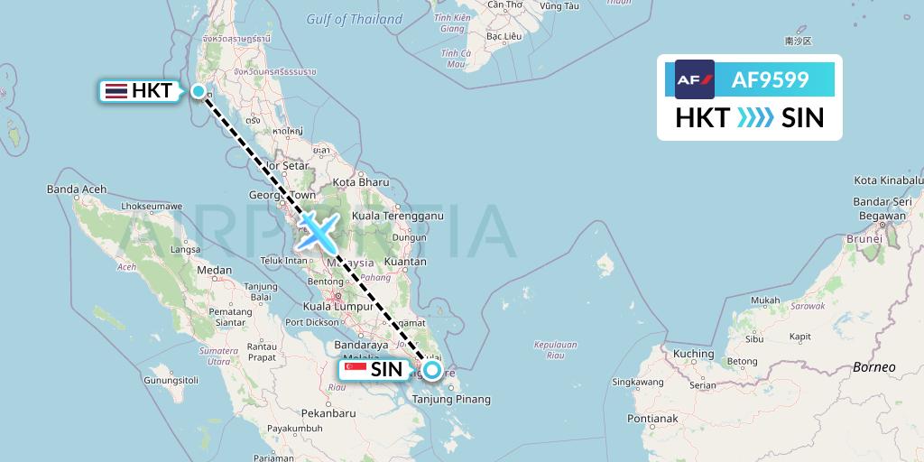 AF9599 Air France Flight Map: Phuket to Singapore