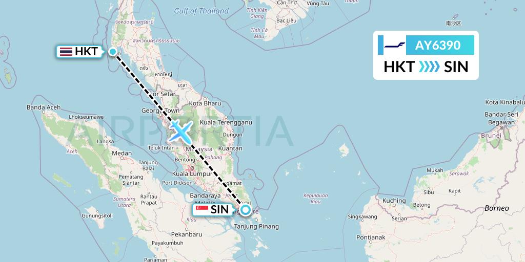 AY6390 Finnair Flight Map: Phuket to Singapore