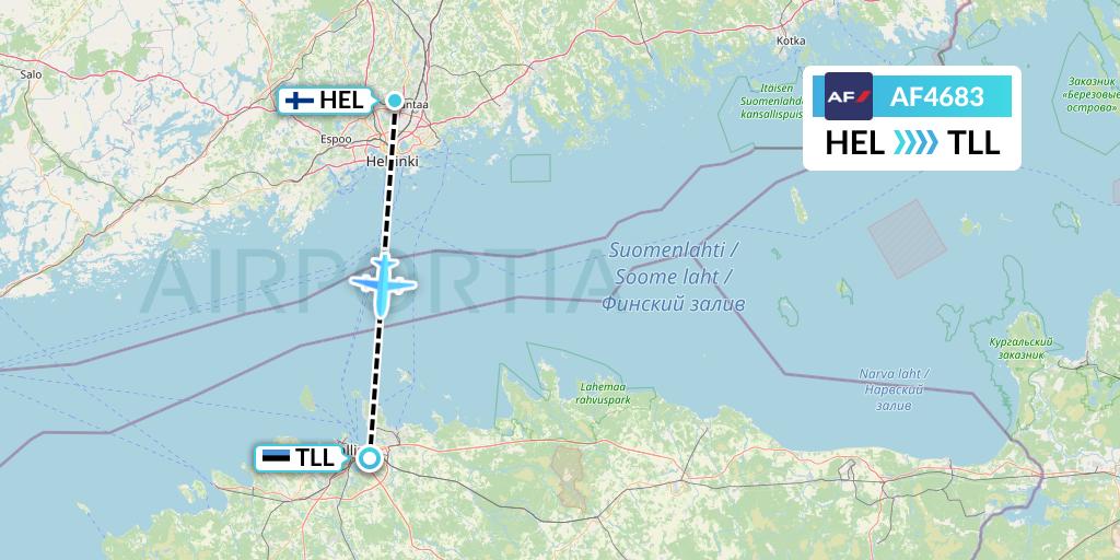AF4683 Air France Flight Map: Helsinki to Tallinn