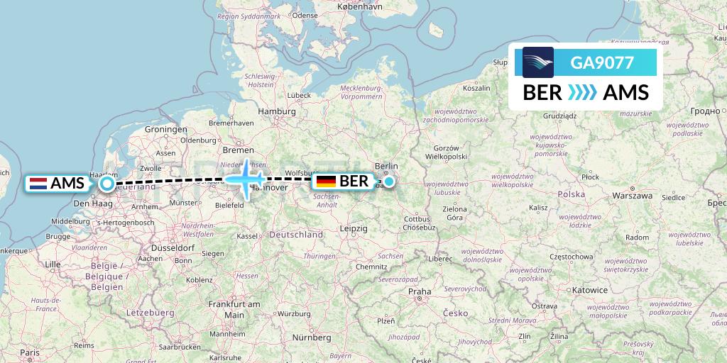 GA9077 Garuda Indonesia Flight Map: Berlin to Amsterdam
