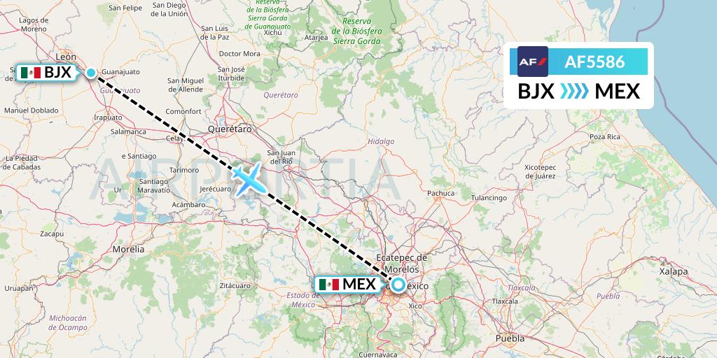 AF5586 Air France Flight Map: Silao to Mexico City
