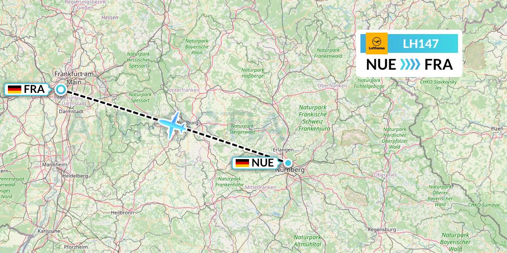 LH147 Lufthansa Flight Map: Nurnberg to Frankfurt