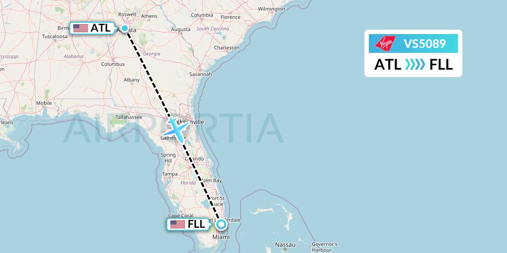 VS5089 Virgin Atlantic Airways Flight Map: Atlanta to Fort Lauderdale