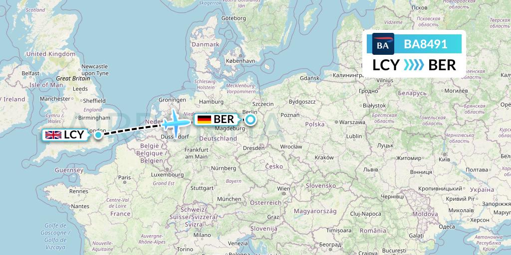 BA8491 British Airways Flight Map: London to Berlin