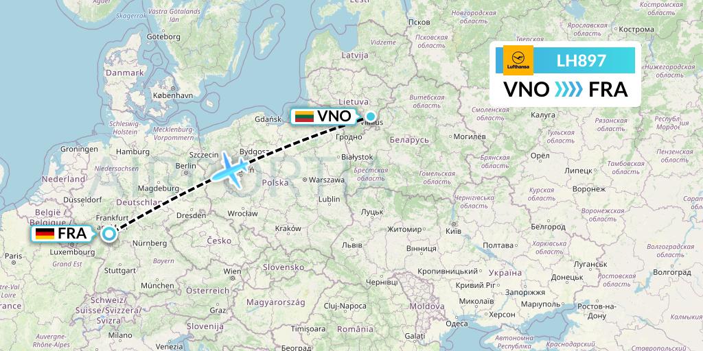 LH897 Lufthansa Flight Map: Vilnius to Frankfurt