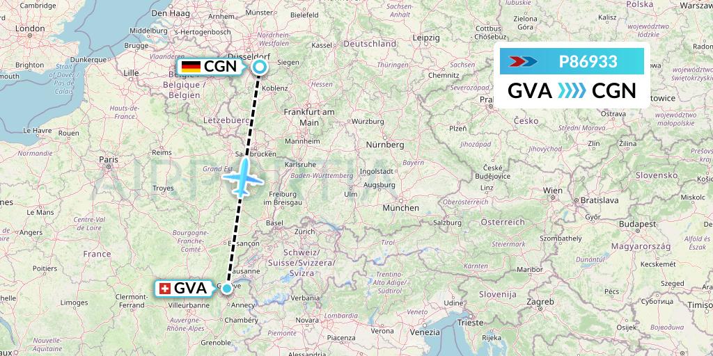 P86933 Sprint Air Flight Map: Geneva to Cologne