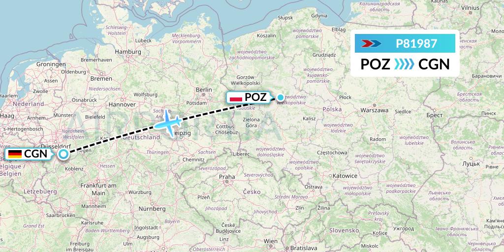 P81987 Sprint Air Flight Map: Poznan to Cologne