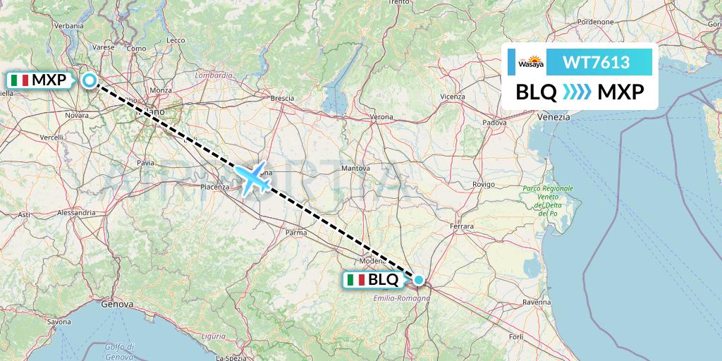 WT7613 Swiftair Flight Map: Bologna to Milan