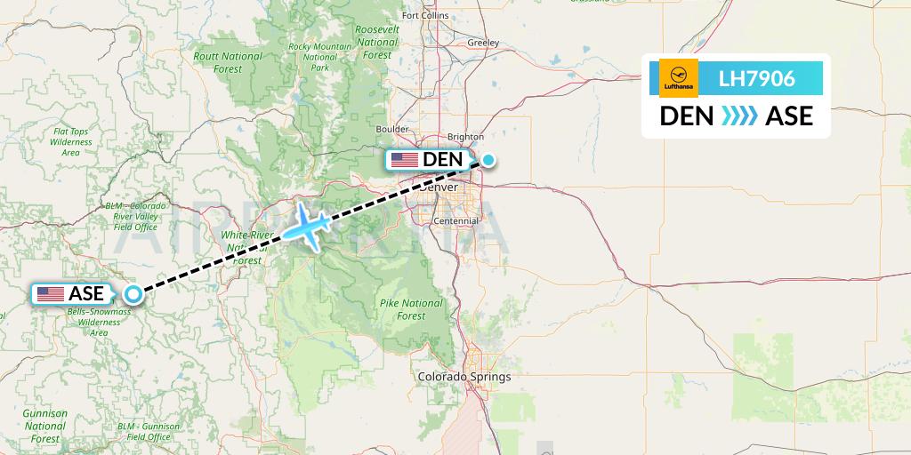 LH7906 Lufthansa Flight Map: Denver to Aspen