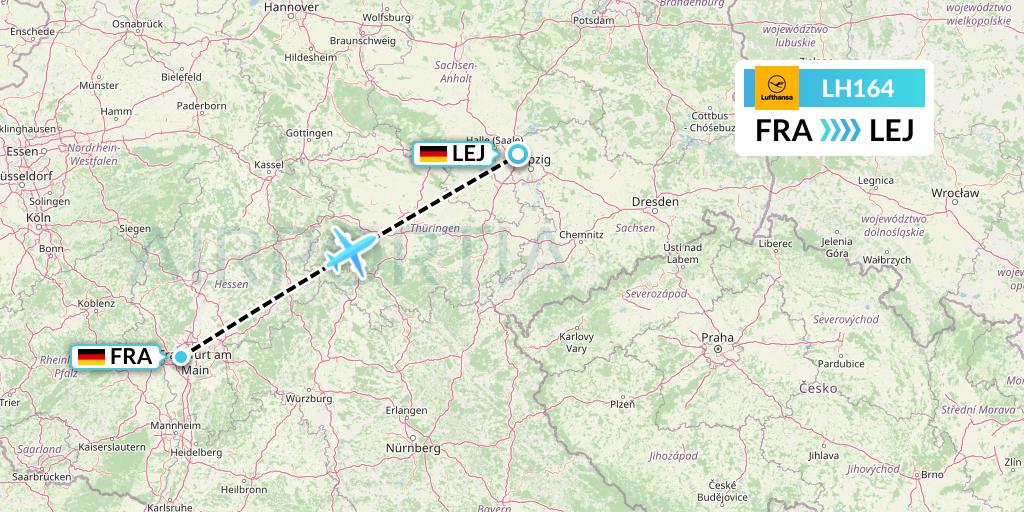 LH164 Lufthansa Flight Map: Frankfurt to Leipzig