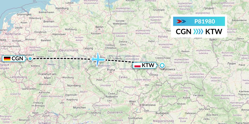 P81980 Sprint Air Flight Map: Cologne to Katowice