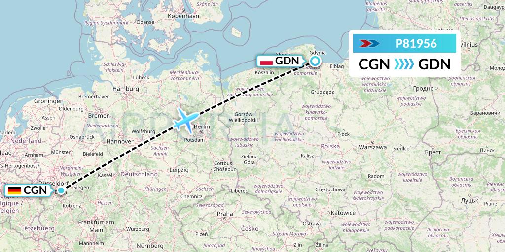P81956 Sprint Air Flight Map: Cologne to Gdansk