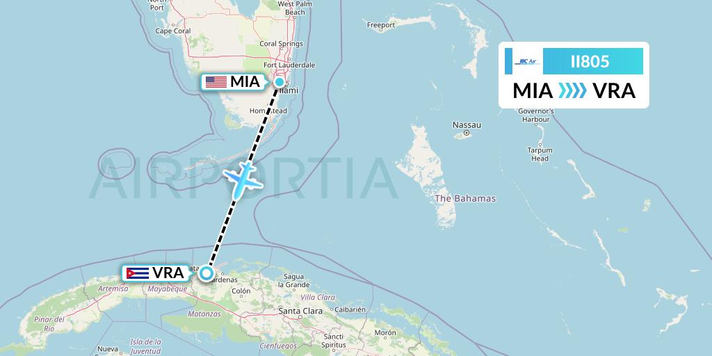 II805 IBC Airways Flight Map: Miami to Varadero