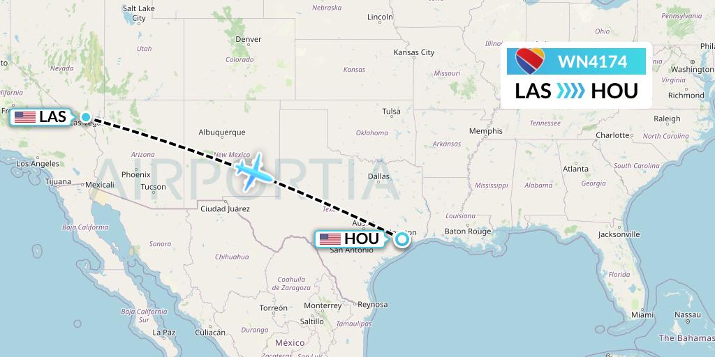 WN4174 Southwest Airlines Flight Map: Las Vegas to Houston