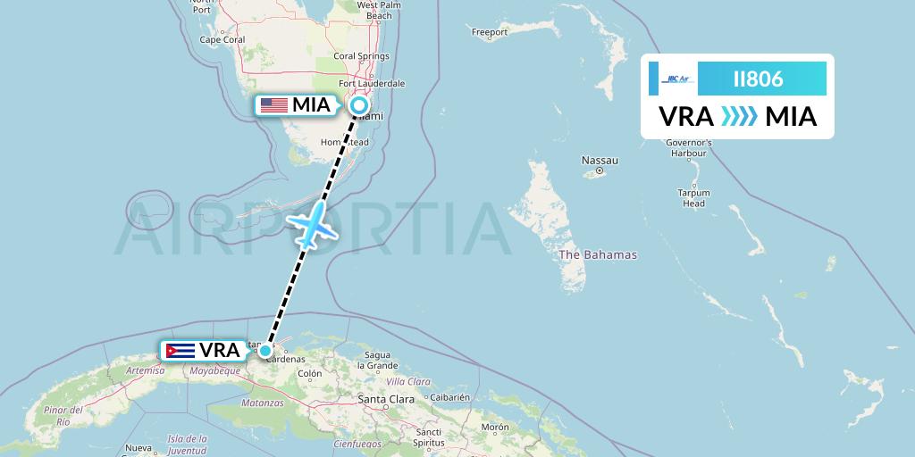 II806 IBC Airways Flight Map: Varadero to Miami
