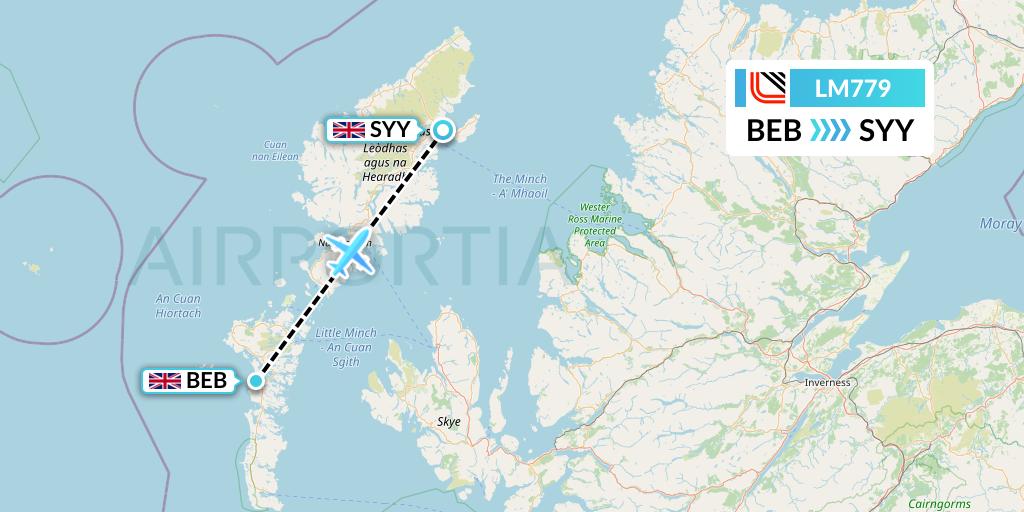 LM779 Loganair Flight Map: Benbecula to Stornoway