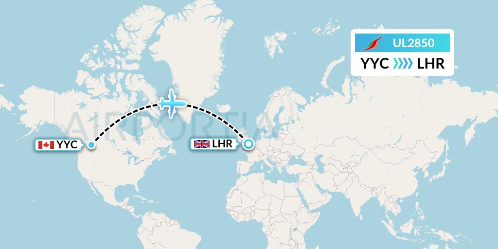 UL2850 SriLankan Airlines Flight Map: Calgary to London