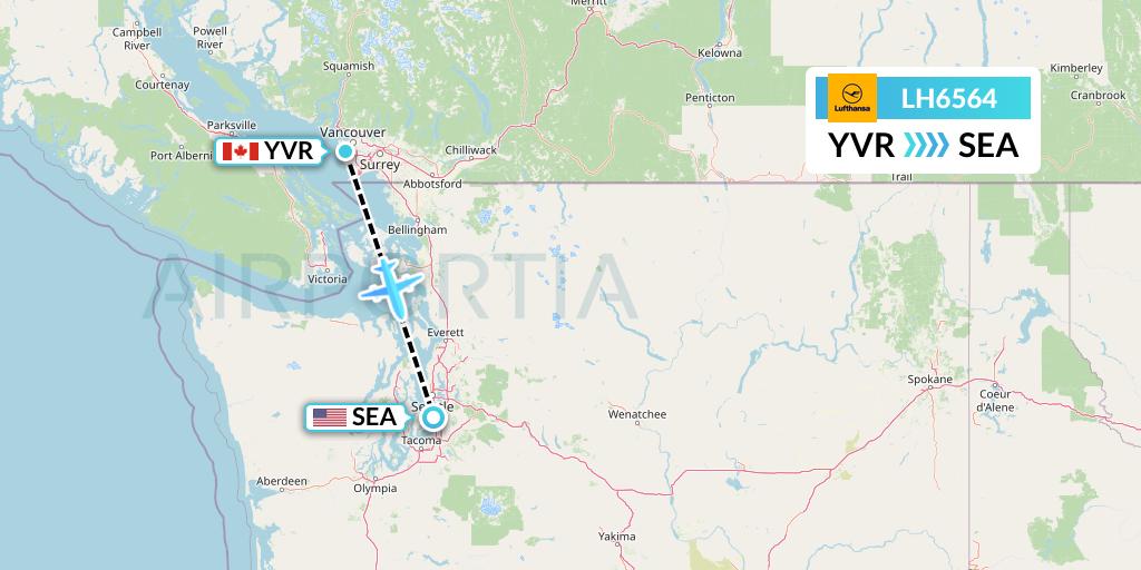 LH6564 Lufthansa Flight Map: Vancouver to Seattle
