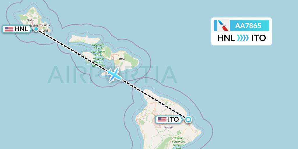 AA7865 American Airlines Flight Map: Honolulu to Hilo