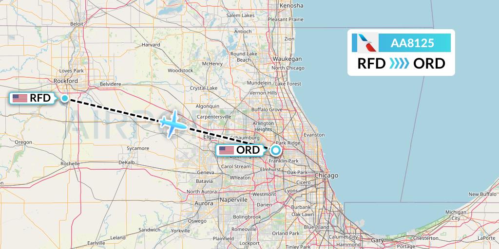 AA8125 American Airlines Flight Map: Chicago to Chicago