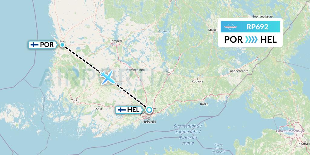 RP692 BASE (Budapest Aircraft Services) Flight Map: Pori to Helsinki