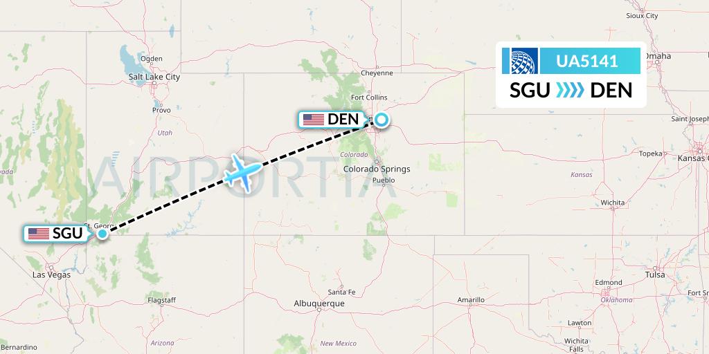 UA5141 United Airlines Flight Map: St. George to Denver