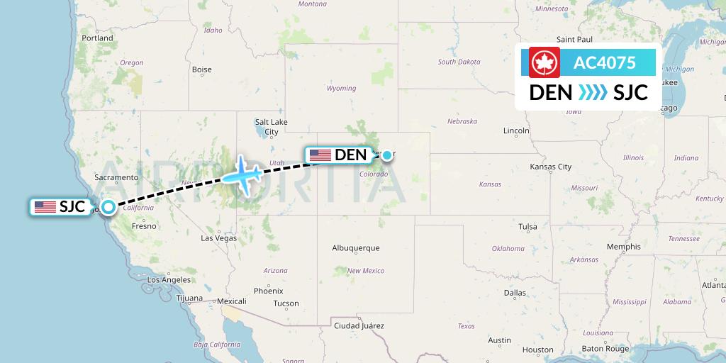 AC4075 Air Canada Flight Map: Denver to San Jose