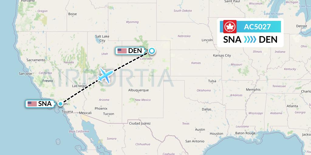 AC5027 Air Canada Flight Map: Orange County to Denver