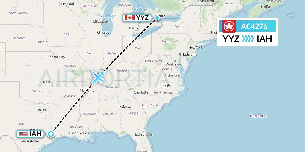 AC4276 Air Canada Flight Map: Toronto to Houston