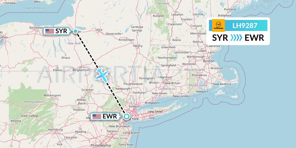 LH9287 Lufthansa Flight Map: Syracuse to New York