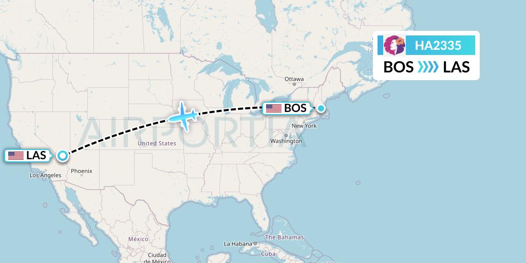 HA2335 Hawaiian Airlines Flight Map: Boston to Las Vegas